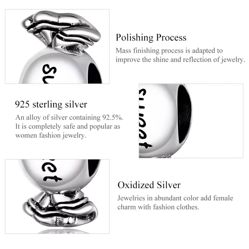 (imagen para) Charm de plata estilo Pandora con dulce de caramelo - BSC353 - Ver 7