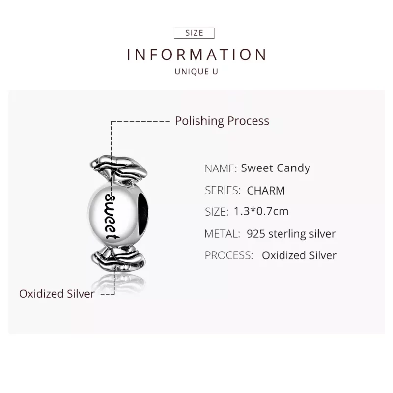 (imagen para) Charm de plata estilo Pandora con dulce de caramelo - BSC353 - Ver 8