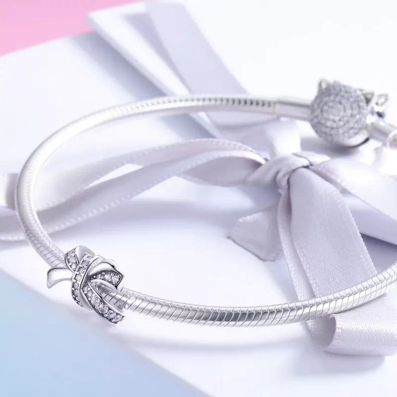 (imagen para) Charm de plata estilo Pandora con dulce lazo - SCC773 - Ver 3