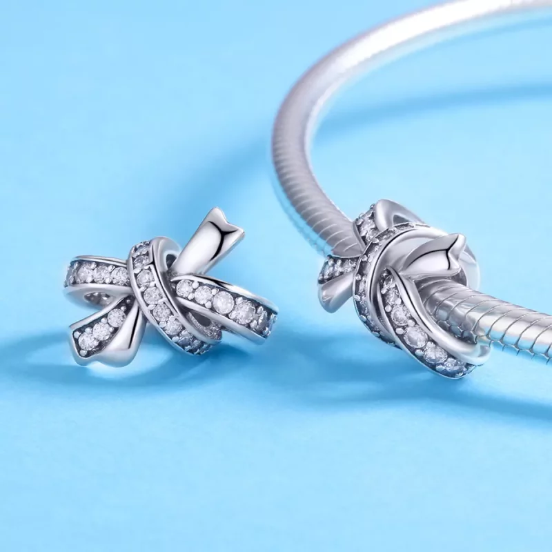 (imagen para) Charm de plata estilo Pandora con dulce lazo - SCC773 - Ver 4