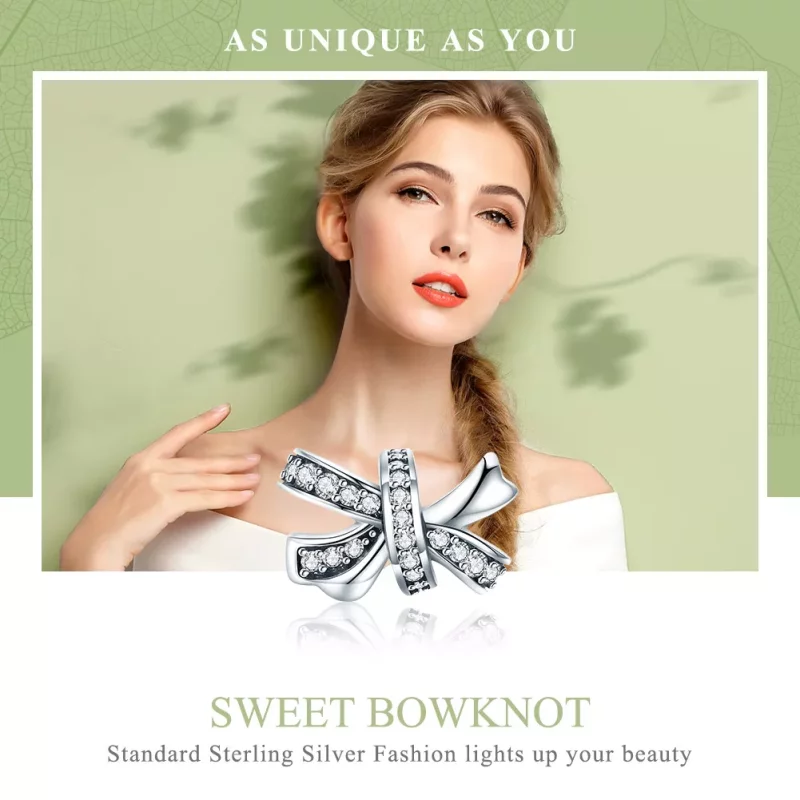 (imagen para) Charm de plata estilo Pandora con dulce lazo - SCC773 - Ver 6
