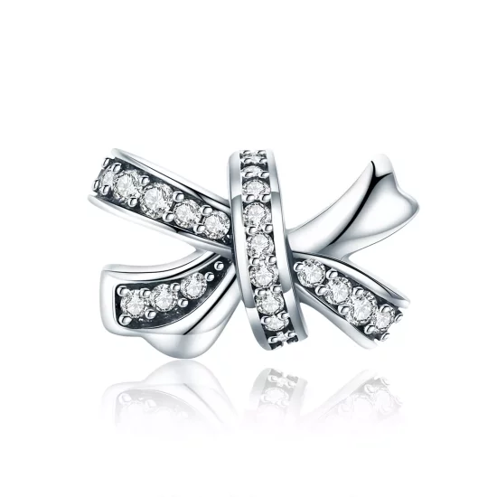 (imagen para) Charm de plata estilo Pandora con dulce lazo - SCC773