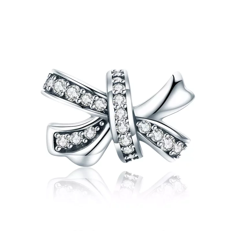 (imagen para) Charm de plata estilo Pandora con dulce lazo - SCC773