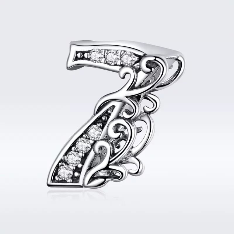 (imagen para) Charm de plata estilo Pandora con el número 7 - SCC1418-7 - Ver 5