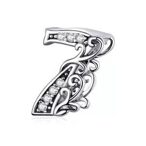 (imagen para) Charm de plata estilo Pandora con el número 7 - SCC1418-7
