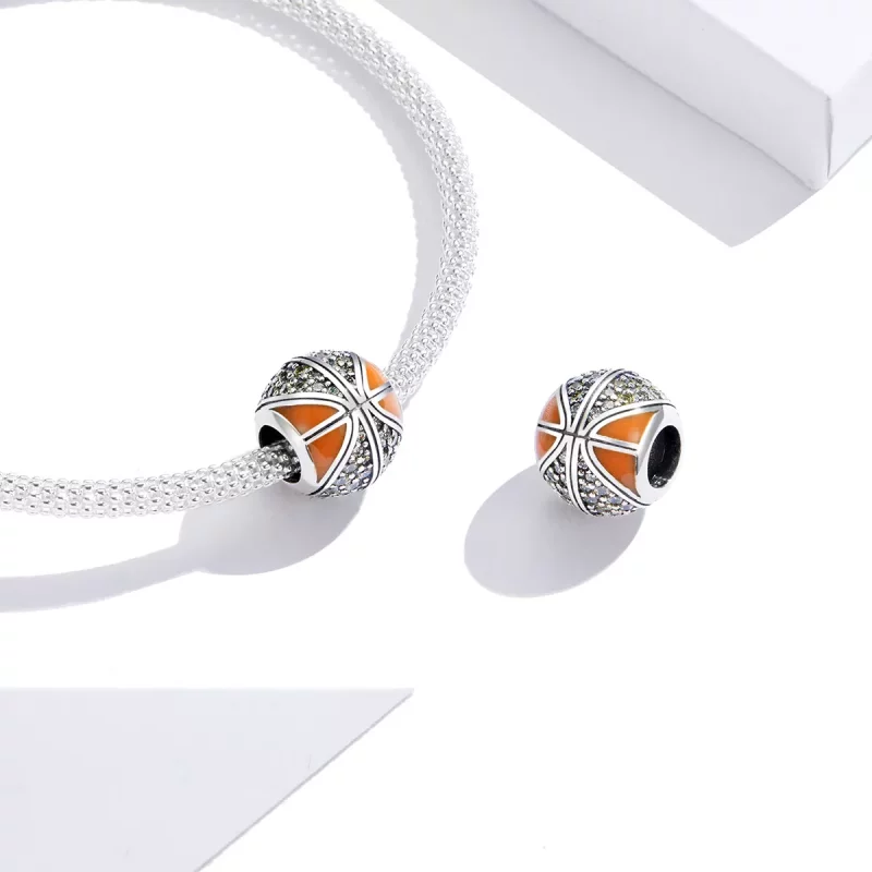 (imagen para) Charm de Plata Estilo Pandora con Espíritu del Baloncesto - SCC1506 - Ver 3