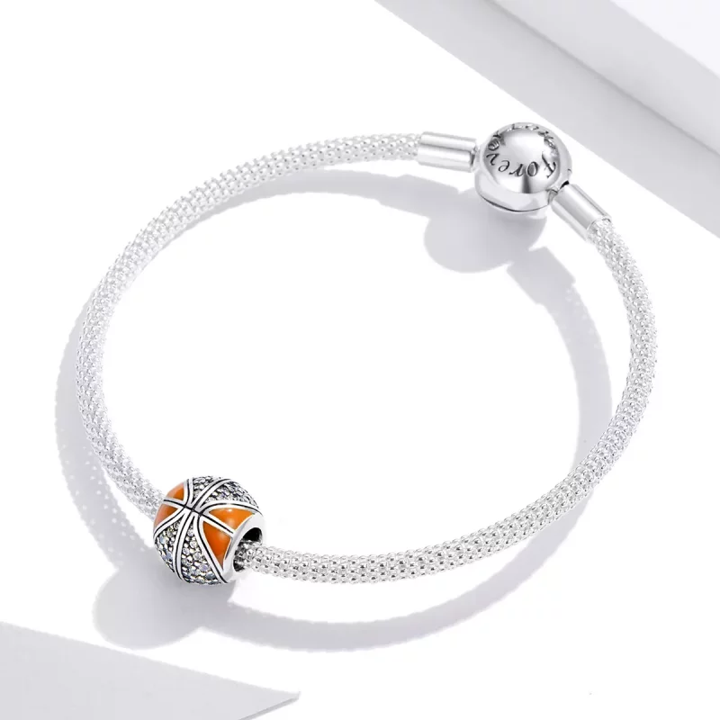 (imagen para) Charm de Plata Estilo Pandora con Espíritu del Baloncesto - SCC1506 - Ver 4