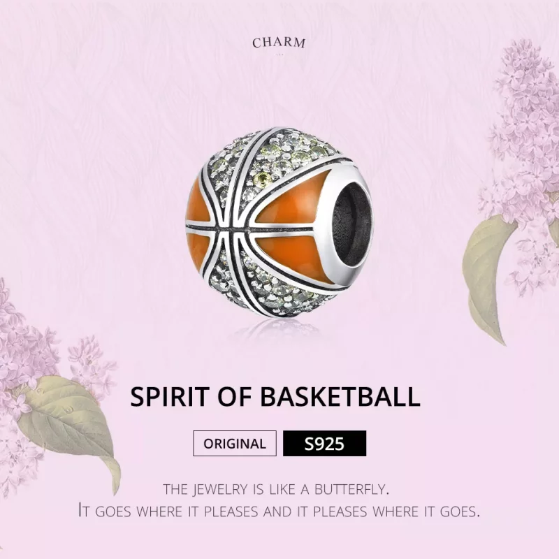(imagen para) Charm de Plata Estilo Pandora con Espíritu del Baloncesto - SCC1506 - Ver 6