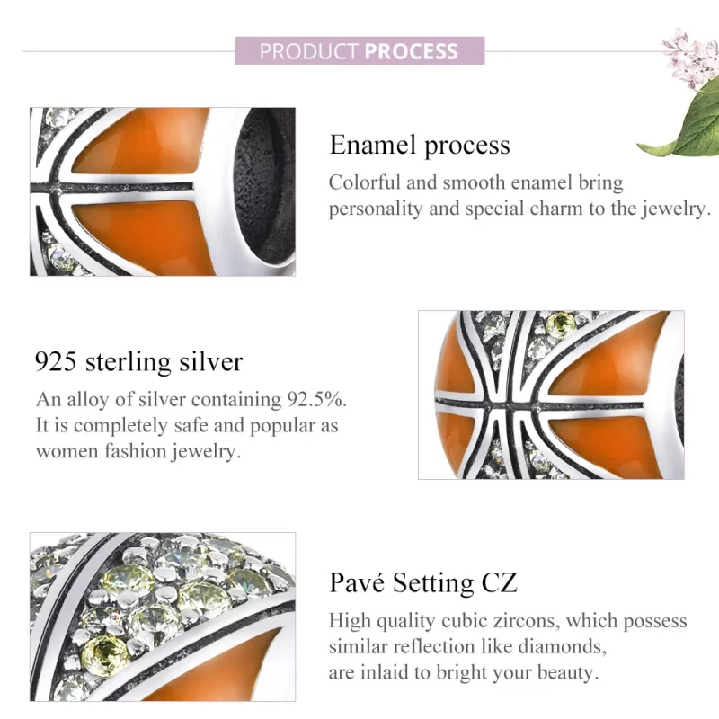 (imagen para) Charm de Plata Estilo Pandora con Espíritu del Baloncesto - SCC1506 - Ver 8