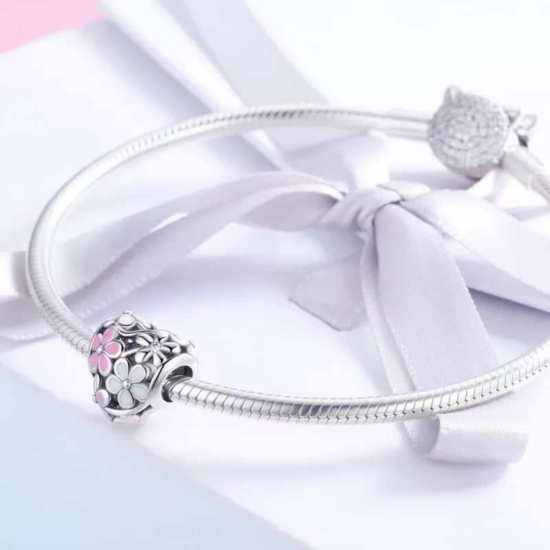 (imagen para) Charm de Plata Estilo Pandora con Flor de Bendición - SCC761 - Ver 3
