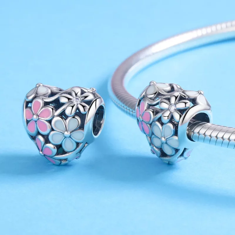 (imagen para) Charm de Plata Estilo Pandora con Flor de Bendición - SCC761 - Ver 4