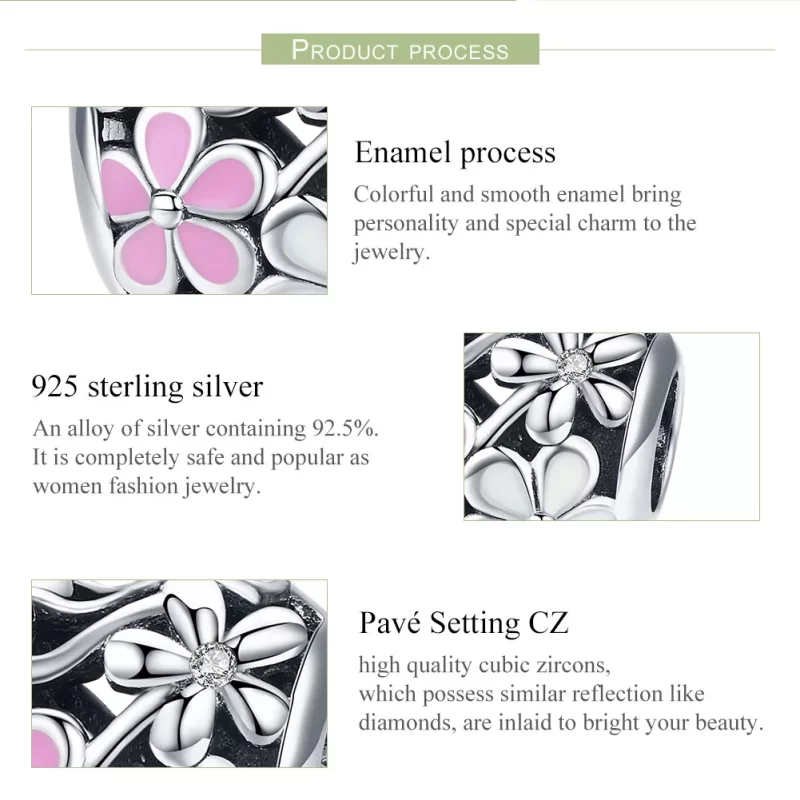 (imagen para) Charm de Plata Estilo Pandora con Flor de Bendición - SCC761 - Ver 7