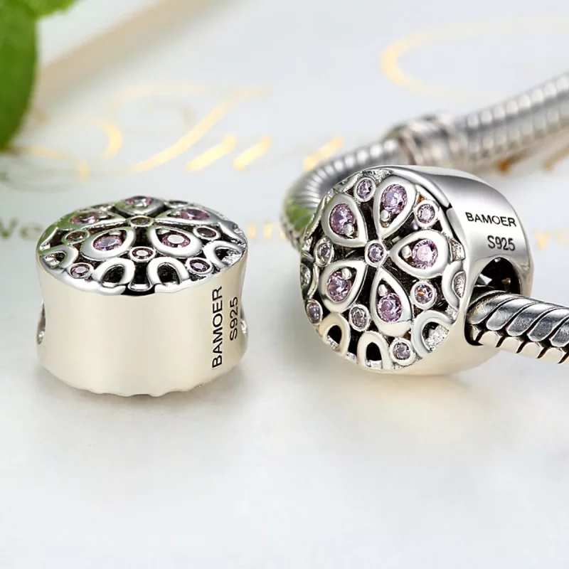 (imagen para) Charm de Plata estilo Pandora con florecimiento - SCC053 - Ver 2