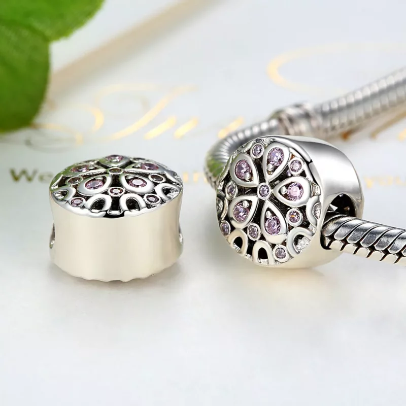 (imagen para) Charm de Plata estilo Pandora con florecimiento - SCC053 - Ver 4
