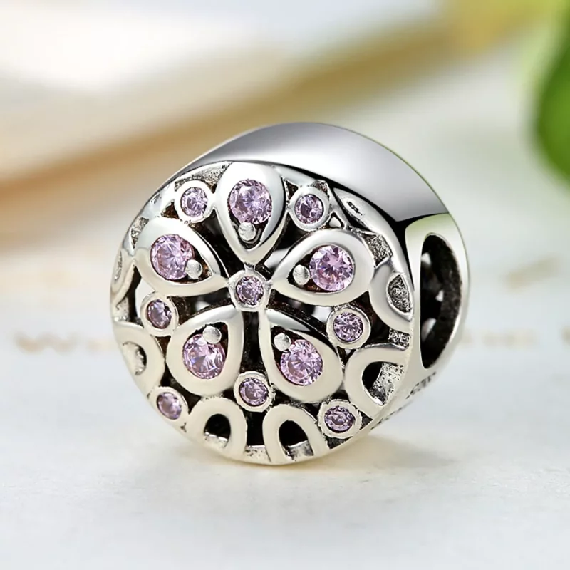 (imagen para) Charm de Plata estilo Pandora con florecimiento - SCC053 - Ver 6
