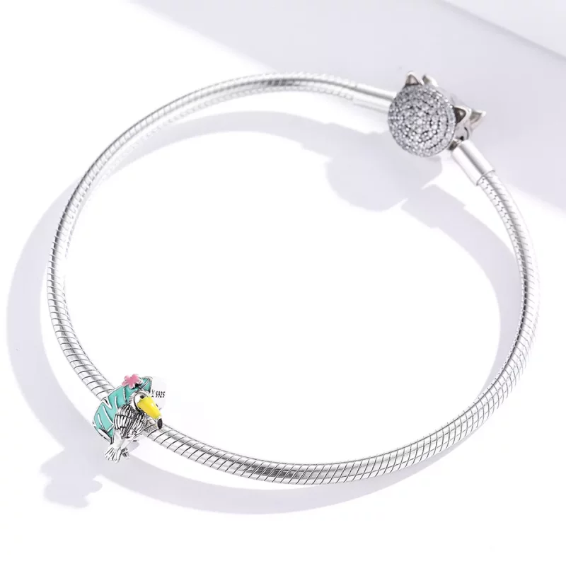 (imagen para) Charm de plata estilo Pandora con forma de cigüeña - SCC1531 - Ver 3