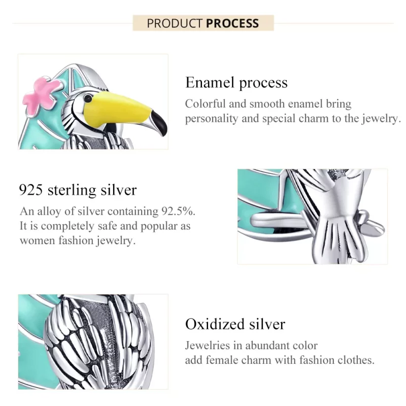 (imagen para) Charm de plata estilo Pandora con forma de cigüeña - SCC1531 - Ver 7