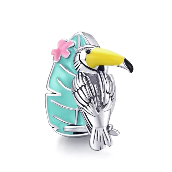 (imagen para) Charm de plata estilo Pandora con forma de cigüeña - SCC1531