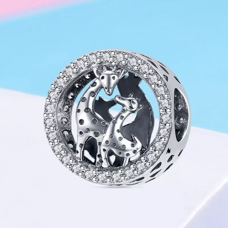 (imagen para) Charm de plata estilo Pandora con forma de jirafa - SCC997 - Ver 2