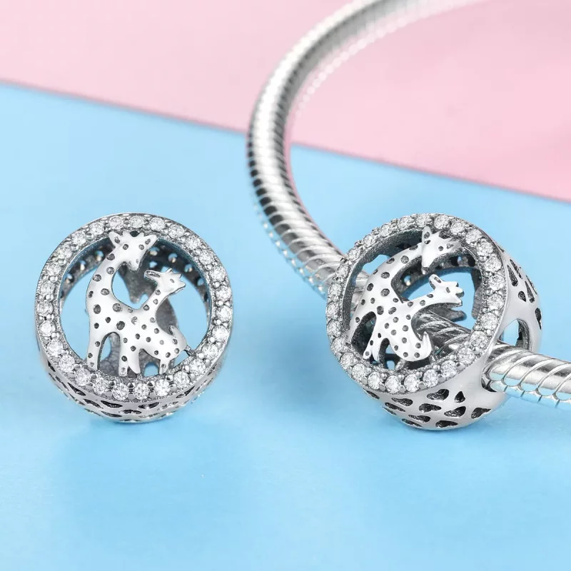 (imagen para) Charm de plata estilo Pandora con forma de jirafa - SCC997 - Ver 3