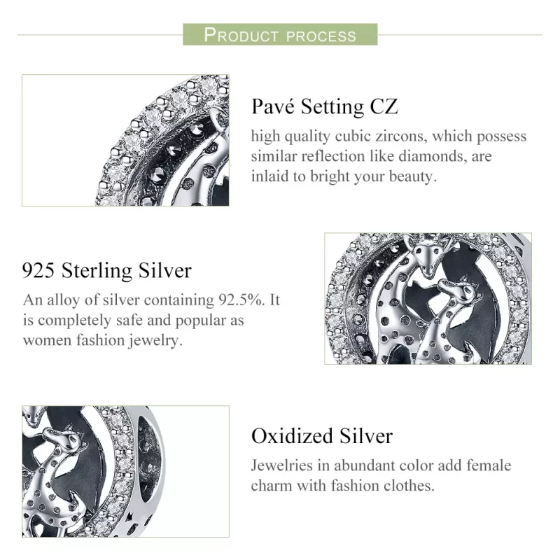(imagen para) Charm de plata estilo Pandora con forma de jirafa - SCC997 - Ver 7