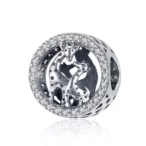 (imagen para) Charm de plata estilo Pandora con forma de jirafa - SCC997