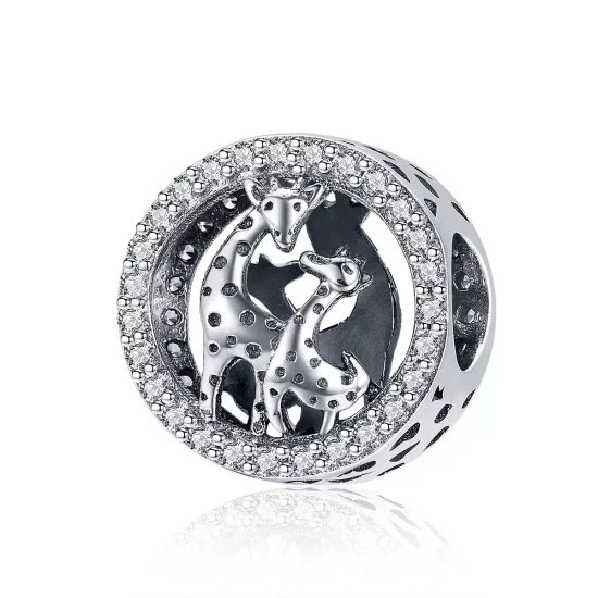 (imagen para) Charm de plata estilo Pandora con forma de jirafa - SCC997