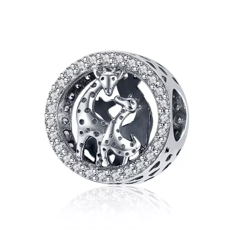 (imagen para) Charm de plata estilo Pandora con forma de jirafa - SCC997