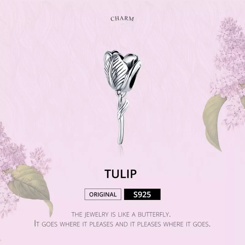 (imagen para) Charm de plata estilo Pandora con forma de tulipán - SCC1514 - Ver 6