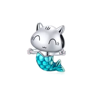 (imagen para) Charm de Plata Estilo Pandora con Gatita Sirena - SCC1852