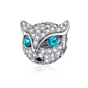 (imagen para) Charm de plata estilo Pandora con gatito feliz - SCC1131