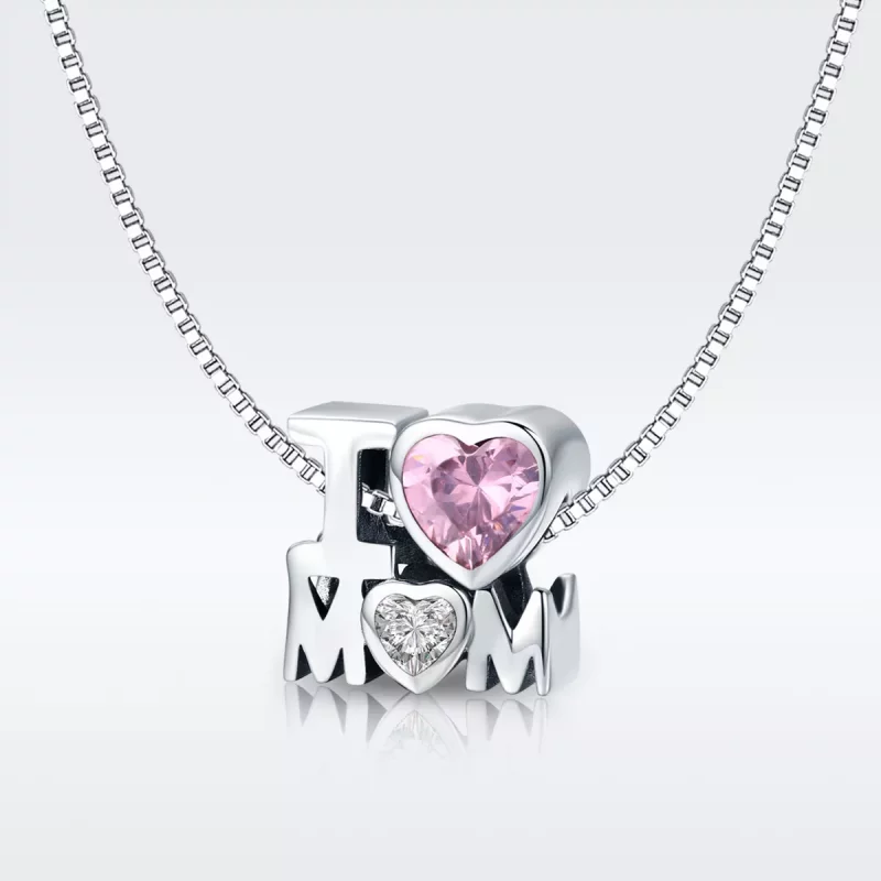 (imagen para) Charm de plata estilo Pandora con la frase "Amo a mamá" - SCC579 - Ver 2