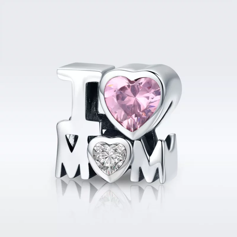 (imagen para) Charm de plata estilo Pandora con la frase "Amo a mamá" - SCC579 - Ver 3
