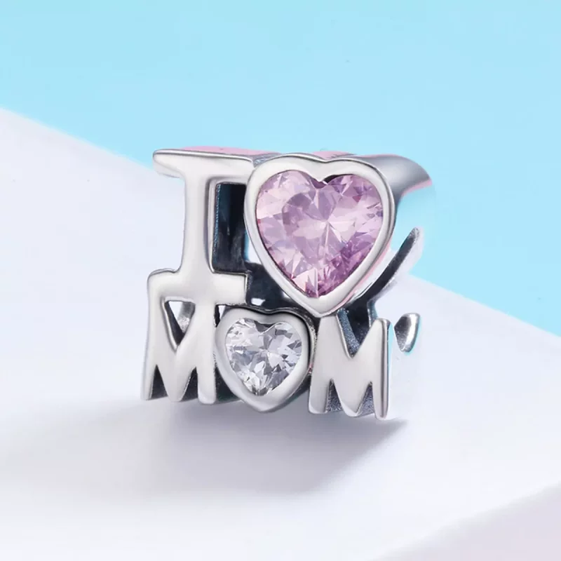 (imagen para) Charm de plata estilo Pandora con la frase "Amo a mamá" - SCC579 - Ver 4