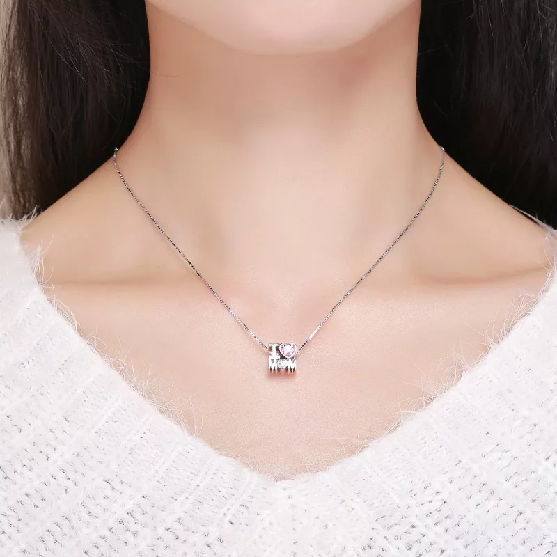 (imagen para) Charm de plata estilo Pandora con la frase "Amo a mamá" - SCC579 - Ver 7