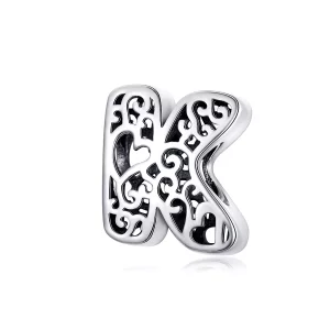 (imagen para) Charm de Plata Estilo Pandora con Letra K Mágica - SCC1229-K