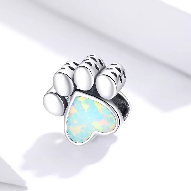 (imagen para) Charm de plata estilo Pandora con linda huella de perro - SCC1676 - Ver 2