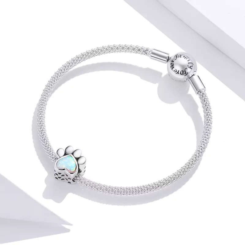 (imagen para) Charm de plata estilo Pandora con linda huella de perro - SCC1676 - Ver 3