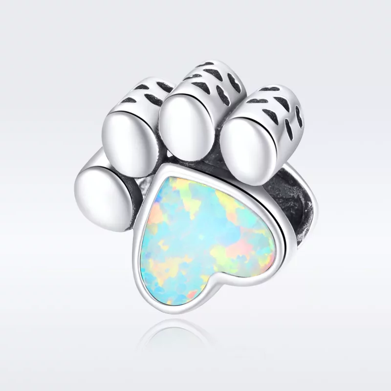(imagen para) Charm de plata estilo Pandora con linda huella de perro - SCC1676 - Ver 5