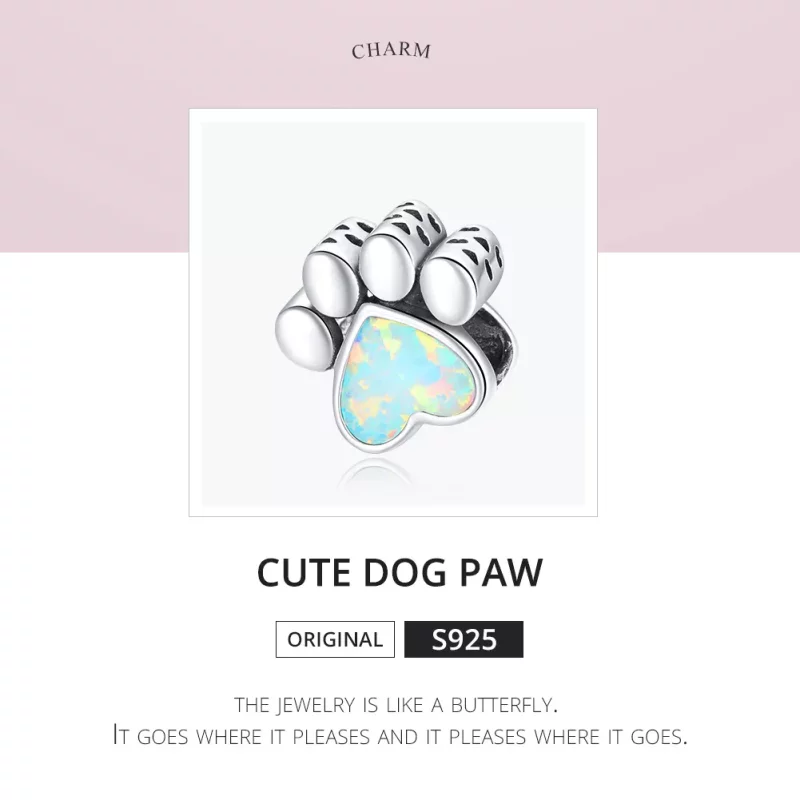 (imagen para) Charm de plata estilo Pandora con linda huella de perro - SCC1676 - Ver 6