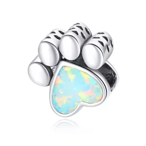 (imagen para) Charm de plata estilo Pandora con linda huella de perro - SCC1676
