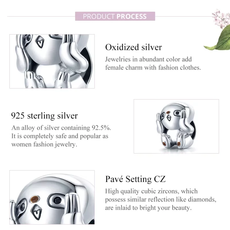 (imagen para) Charm de Plata Estilo Pandora con Lindo Perezoso - SCC1698 - Ver 8