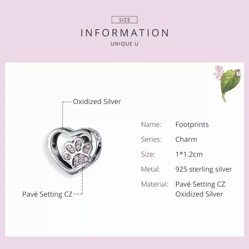 (imagen para) Charm de Plata Estilo Pandora con Marca de Mascotas - SCC1191 - Ver 3