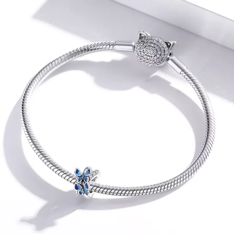 (imagen para) Charm de plata estilo Pandora con mariposas voladoras - SCC1731 - Ver 3