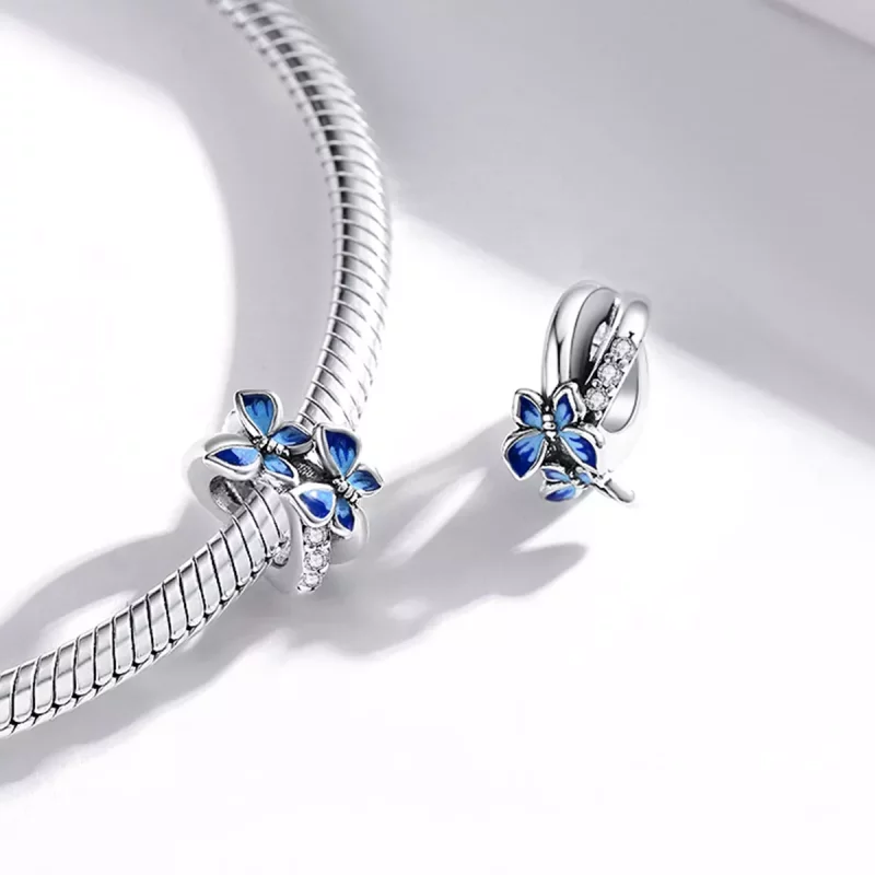 (imagen para) Charm de plata estilo Pandora con mariposas voladoras - SCC1731 - Ver 4