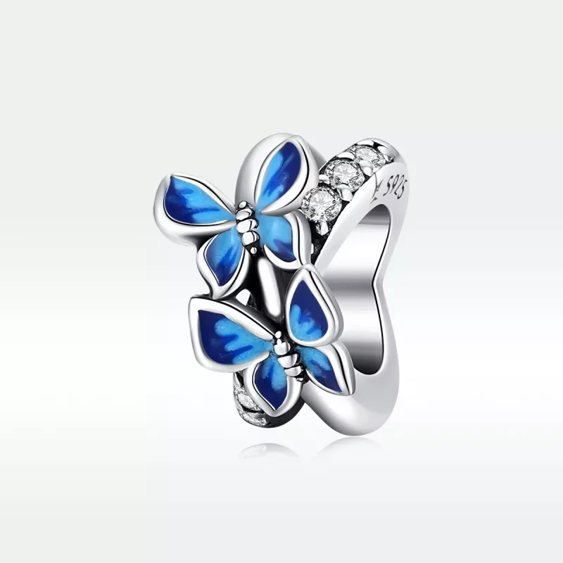 (imagen para) Charm de plata estilo Pandora con mariposas voladoras - SCC1731 - Ver 5