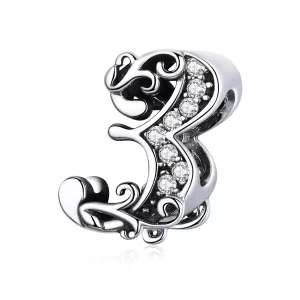 Charm de Plata Estilo Pandora con Número 3 - SCC1418-3 (imagen para) Charm de Plata Estilo Pandora con Número 3 - SCC1418-3