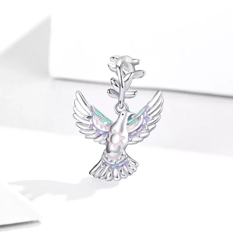 (imagen para) Charm de plata estilo Pandora con paloma de la paz - BSC295 - Ver 2