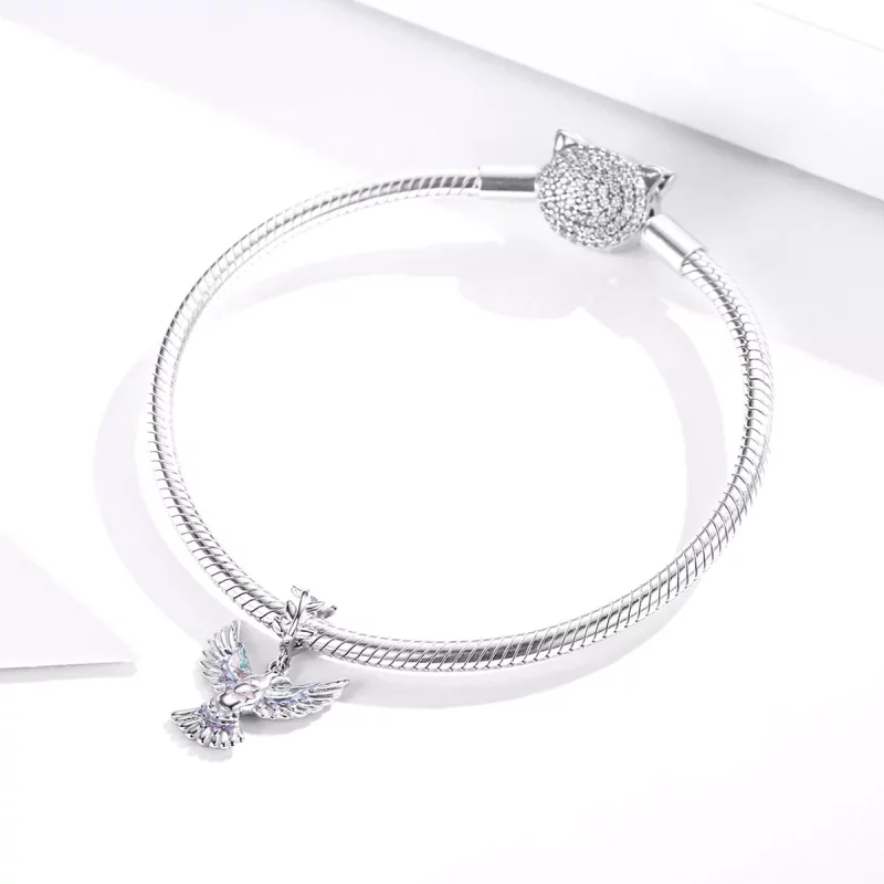 (imagen para) Charm de plata estilo Pandora con paloma de la paz - BSC295 - Ver 3