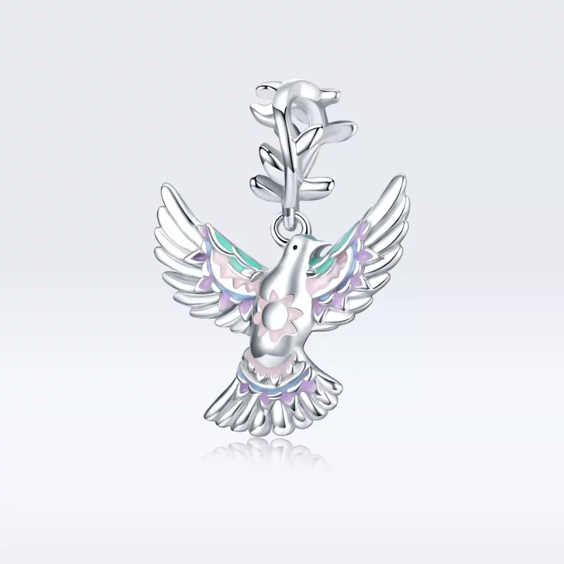 (imagen para) Charm de plata estilo Pandora con paloma de la paz - BSC295 - Ver 5